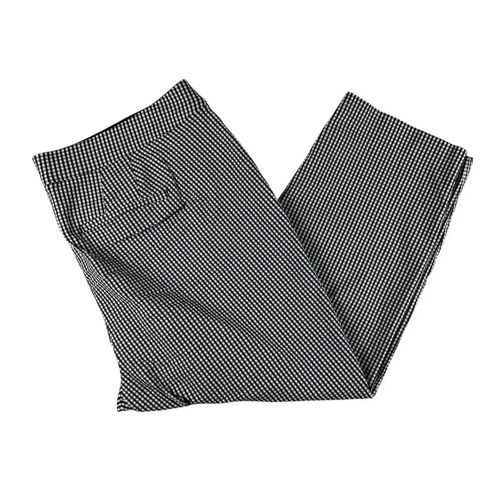 Lane Bryant Pants Womens 26R Black Check Slim Ankle Pull On Stretch Twill Career